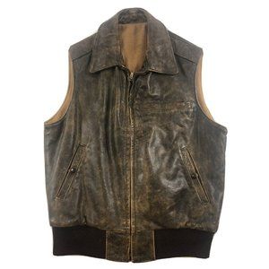 VTG Golden Bear Sportswear Men’s Leather Full Zip Vest San Francisco CA Size Med